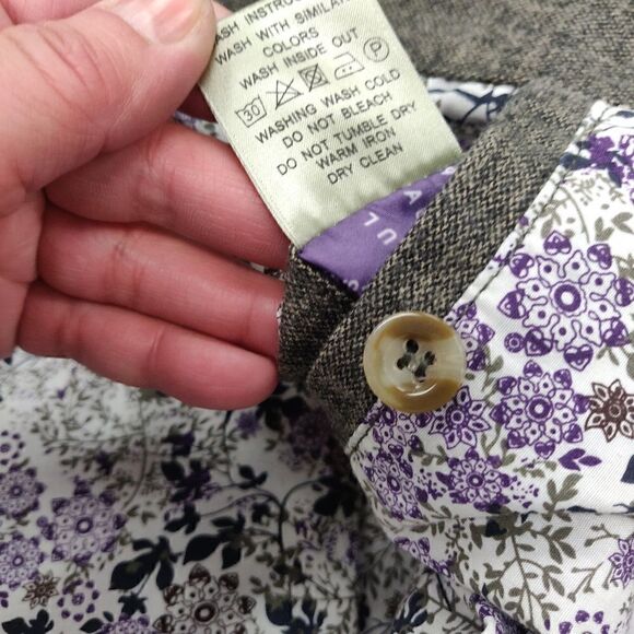 Paul Saint Brown Gray 100% cotton button down blazer suit jacket size L - Picture 8 of 11